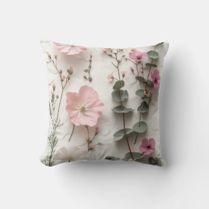 Soft Pastel Floral Eucalyptus Nature Art pillow
