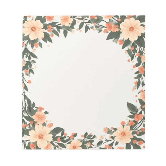 Soft Pastel Floral Frame Primary Teacher Essential Notepad (Front)
