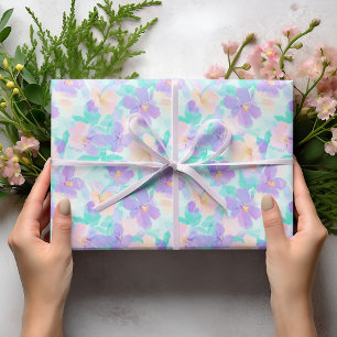 Soft Pastel Floral & Greenery Easter Pattern  Wrapping Paper