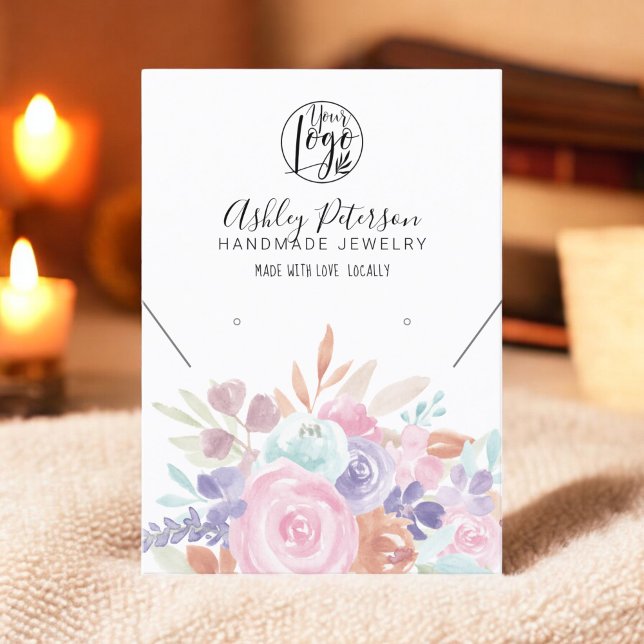 Soft pastel floral logo  jewellery earring necklac business card (Soft pastel floral logo jewelry earring necklace business card)