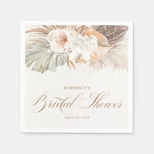 Soft Pastel Floral Pampas Grass Bridal Shower Napkin