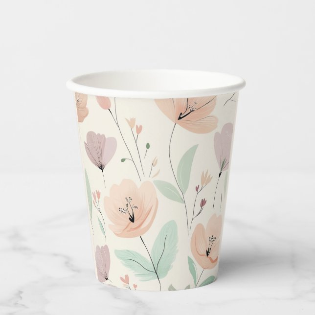 Soft Pastel Floral Paper Cup (Front)