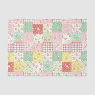 Soft Pastel Floral Patchwork Gingham Check Tissue Paper