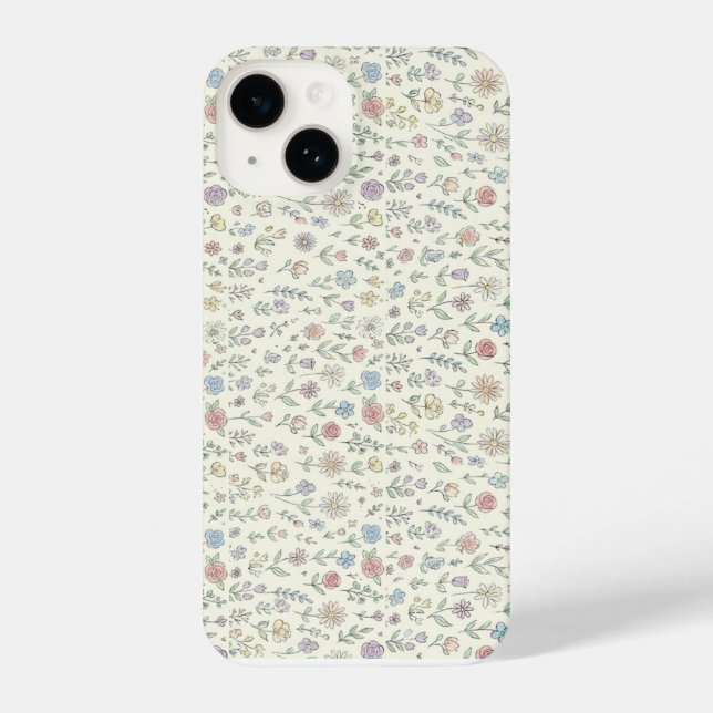 Soft Pastel Floral Pattern Cute Phone case (Back)