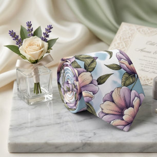 Soft pastel floral pattern tie