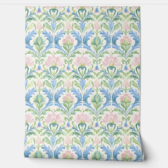 Soft Pastel Floral Pattern Wallpaper (Unrolling)