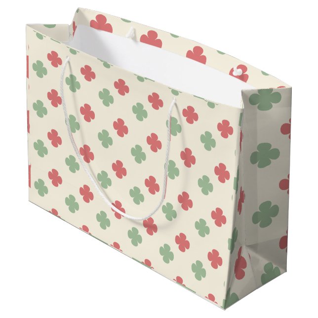 Soft Pastel Floral  Pink and Green Pattern  Large Gift Bag (Back Angled)