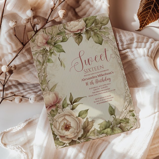 Soft Pastel Floral Watercolor Sweet 16 Invitation (Creator Uploaded)