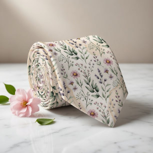 Soft Pastel Floral Watercolor Tie