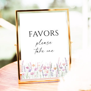 Soft Pastel Floral Wildflower Wedding Favors Sign
