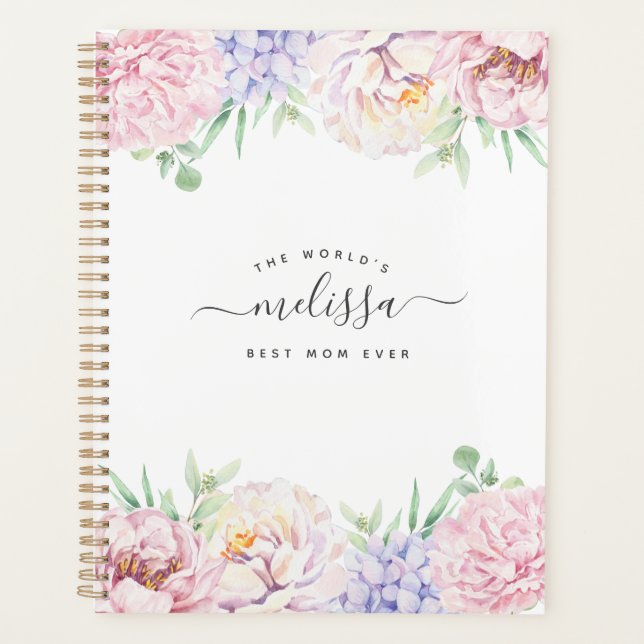 Soft Pastel Floral | World's Best Mum Ever Planner (Front)