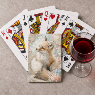 Soft Pastel Fox & Flowers Playing Cards