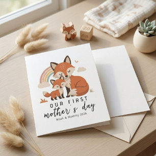 Soft Pastel Fox Mum Baby First Mother’s Day  Card