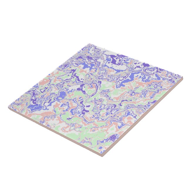 Soft Pastel Funky Boho Retro Abstract Marble Tile (Side)