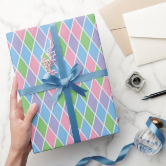 Soft Pastel Geometric Harlequin Wrapping Paper