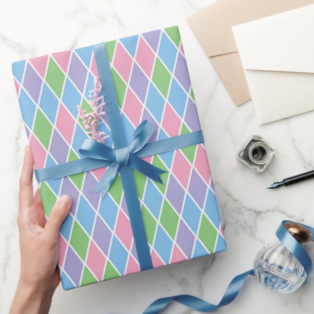 Soft Pastel Geometric Harlequin Wrapping Paper (Gifting)