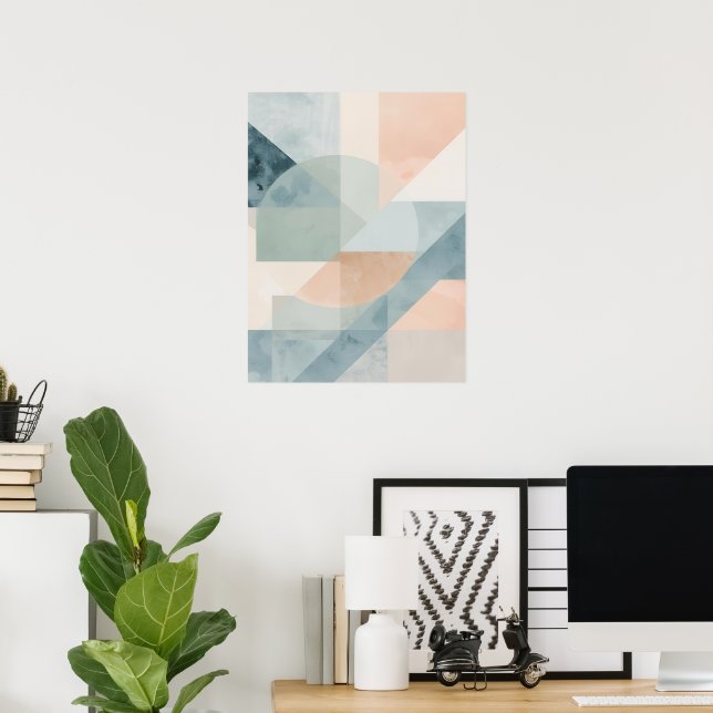 Soft Pastel Geometry – Abstract Modern Art Print (Home Office)