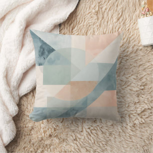 Soft Pastel Geometry – Abstract Modern Art Print Cushion