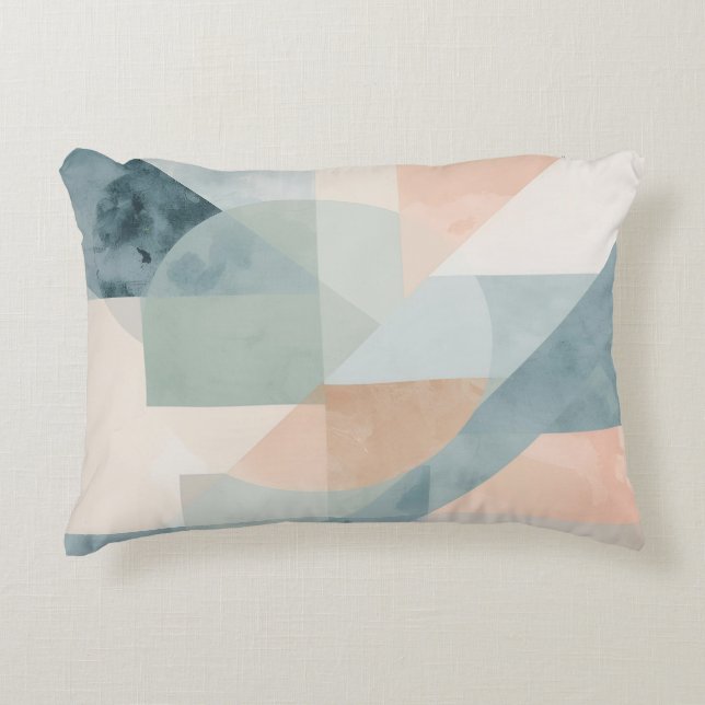Soft Pastel Geometry – Abstract Modern Art Print Decorative Cushion (Front)