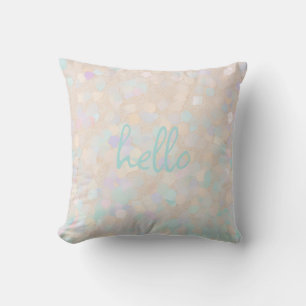 Soft Pastel Glitter "hello" Personalised Cushion