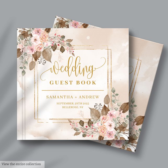 Soft Pastel & Gold Boho Autumn Wedding Guest Book (Soft Pastel & Gold Boho Autumn Wedding Guest Book)