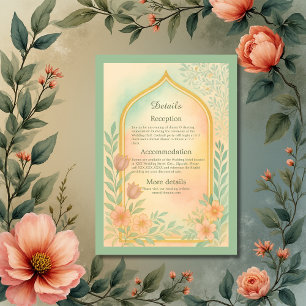 Soft Pastel Gold Floral Arch Wedding  Enclosure Card
