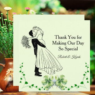 Soft Pastel Green Floral Engagement Square Photo Thank You Card