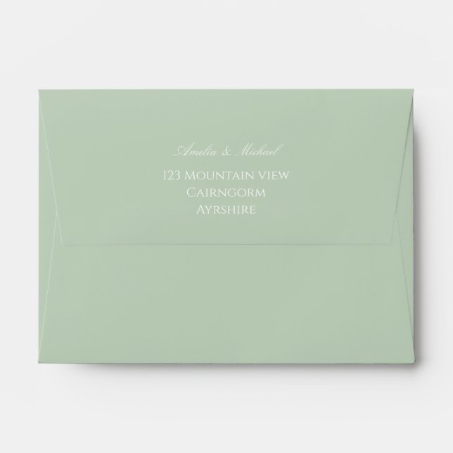 Soft Pastel Green Personalized Wedding Envelopes (Back (Top Flap))