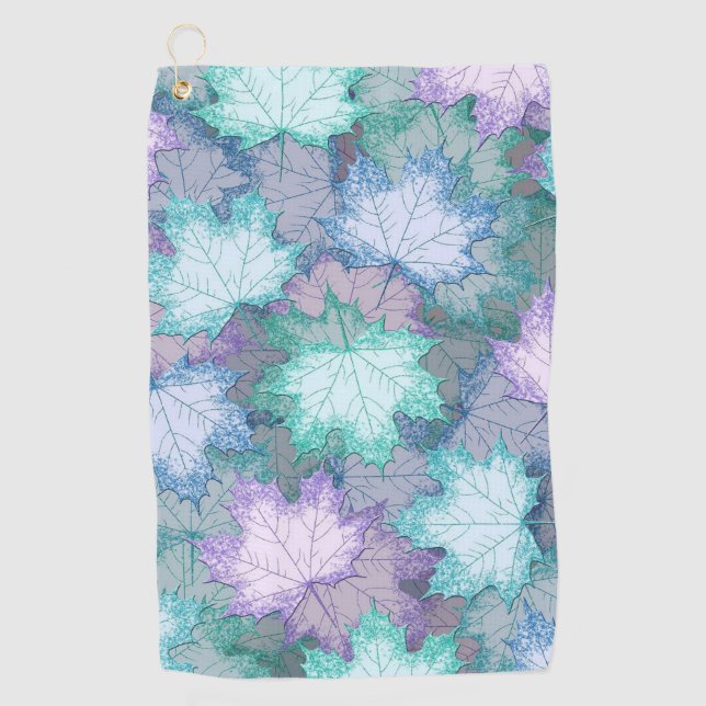 Soft Pastel Leaves Golf Towel (Front)