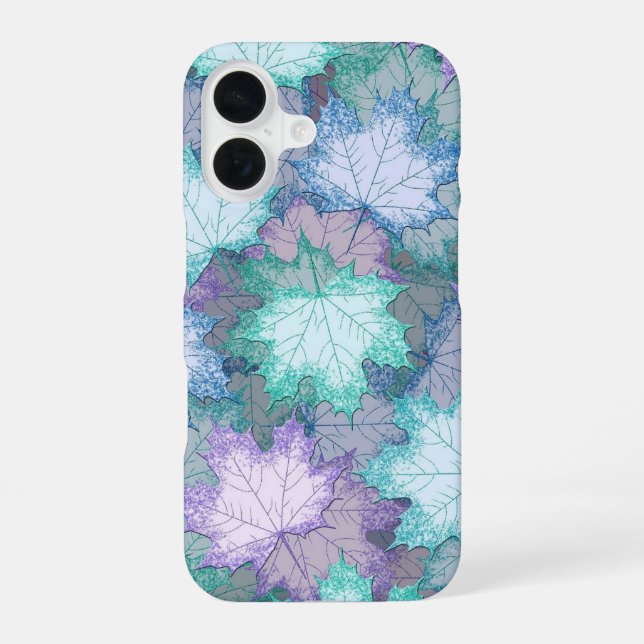 Soft Pastel Leaves iPhone 16 Case (Back)