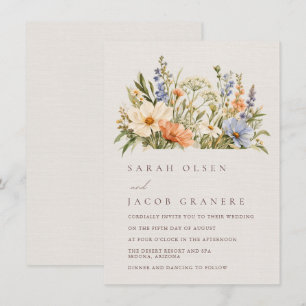 Soft Pastel Meadow Wildflower Wedding Invitation