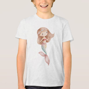 Soft Pastel Mermaid with Floral Hair Tri-Blend Shirt