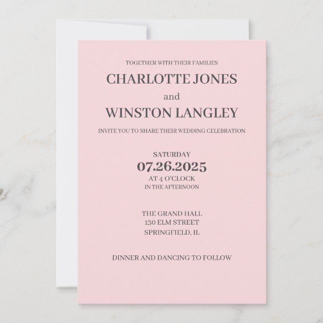 Soft Pastel Minimalist Wedding Invitation (Front)