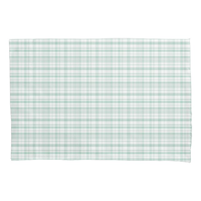 Soft Pastel Mint Plaid Standard Pillowcase (Front)