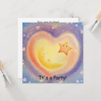 Soft Pastel Moon Star Dreamy Sky Design