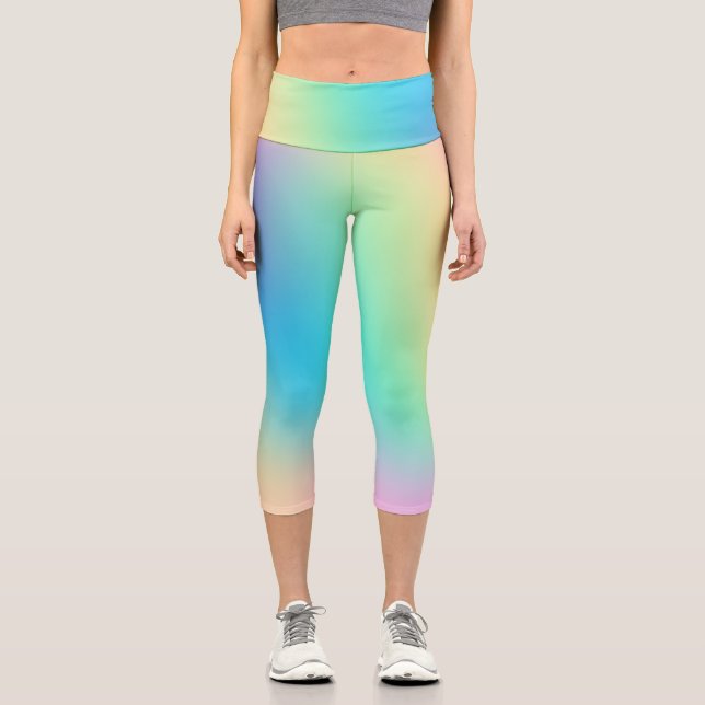 Soft Pastel Ombre Design Capri Leggings (Front)
