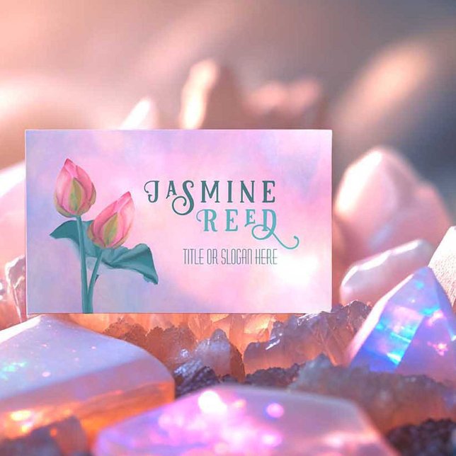 Soft Pastel Opalescent Lotus Flower Aesthetician  Business Card (If you a Reiki Master or an Healing Energy Therapist, this is the perfect beautiful business card!)