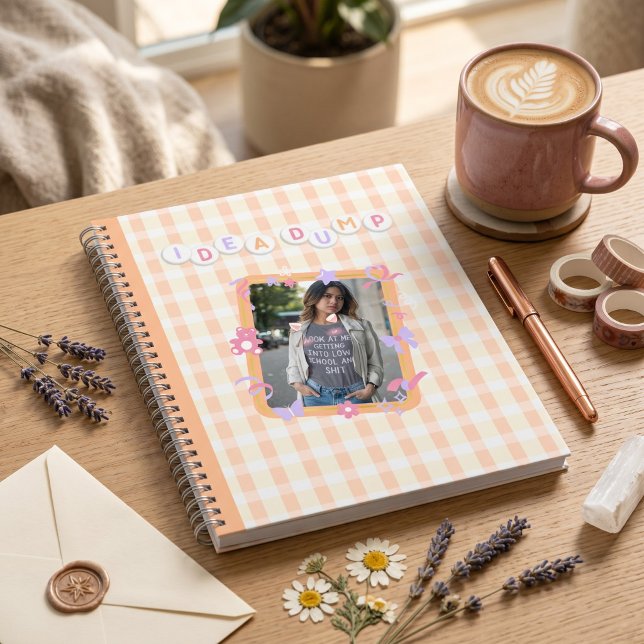 Soft Pastel Orange Pink Purple Custom Photo Boho Notebook (Soft Pastel Orange Pink Purple Custom Photo Boho Journal | Personalized Notebook)