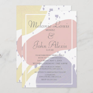 Soft Pastel Organic Geometrical Colourful Wedding Invitation