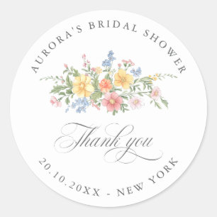 Soft Pastel Ornate Spring  Bridal shower thank you Classic Round Sticker