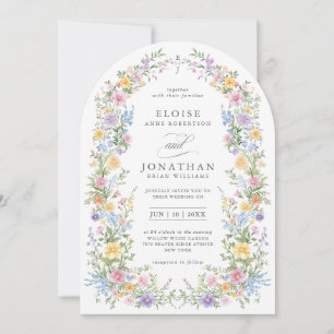 Soft Pastel Ornate Spring Floral Arch Chic Wedding Invitation