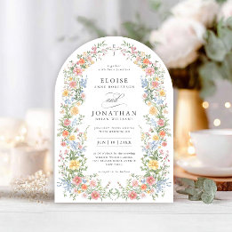 Soft Pastel Ornate Spring Floral Arch Chic Wedding Invitation