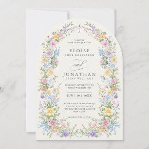 Soft Pastel Ornate Spring Floral Arch Chic Wedding Invitation