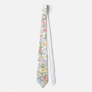 Soft Pastel Ornate Spring Floral Garden Wedding Tie