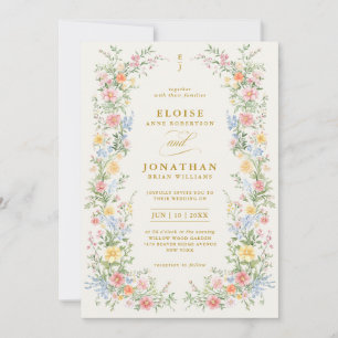Soft Pastel Ornate Spring Floral Photo Wedding Invitation