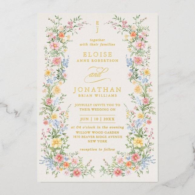 Soft Pastel Ornate Spring Floral QR Code Wedding  (Front)