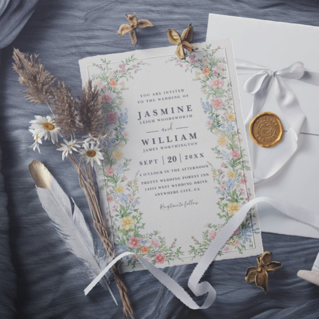 Soft Pastel Ornate Spring Floral QR Code Wedding Invitation (Creator Uploaded)