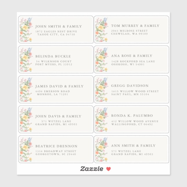 Soft Pastel Ornate Spring Garde Guest Name Address (Sheet)