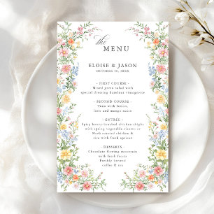 Soft Pastel Ornate Spring Garden Chic Wedding Menu