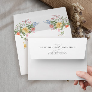 Soft Pastel Ornate Spring Garden Floral Wedding Envelope